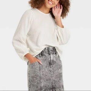 (M)- Universal Thread Women's Balloon 3/4 Sleeve Gauze Top